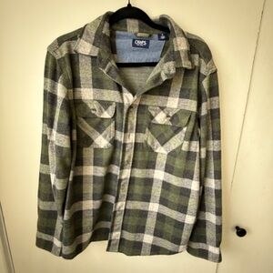 Chaps Green Plaid Flannel Shirt Jacket | Cozy PNW Layer | Men’s M
